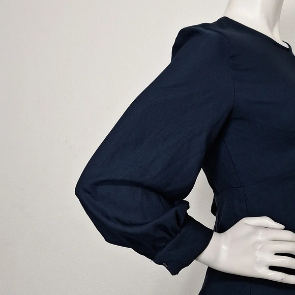 Zara "NEW" Dark Blue Romantic Goth Front Slit Witchy Cocktail Midi Dress Size S - Picture 7 of 9